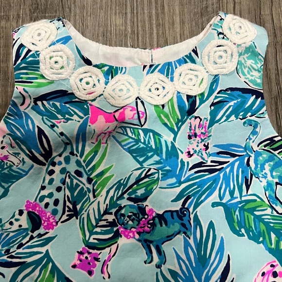 Lilly Pulitzer Shift Dress Seasalt Blue Barking Up The Palm Tree size 6-12M - Picture 3 of 8